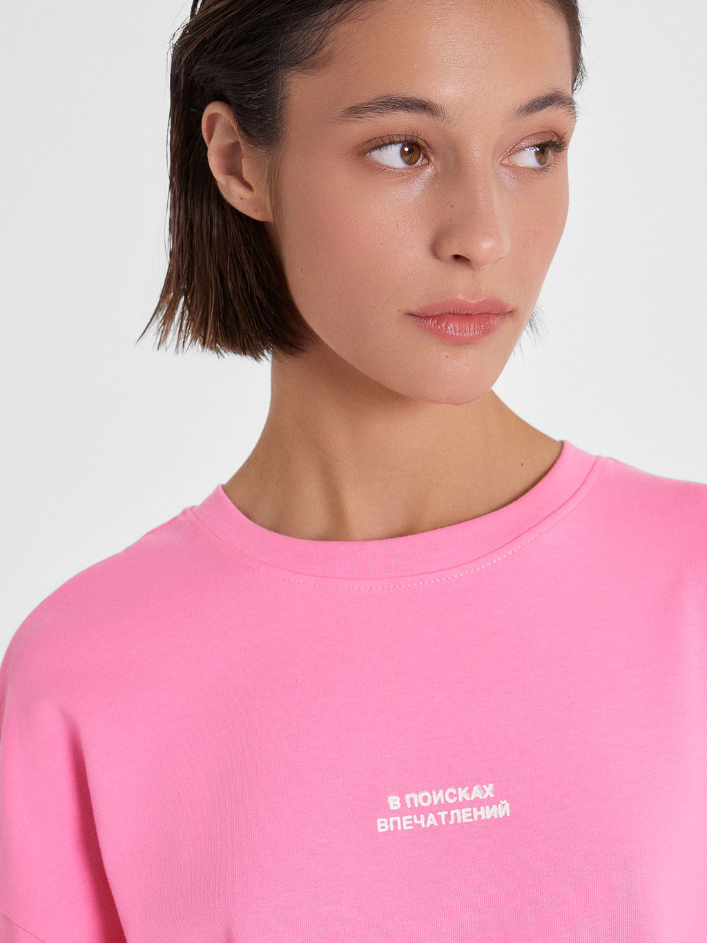 Футболка женская пастельно-розовая с печатью розовое саше +печать 112953 - Mark formelle фото 4