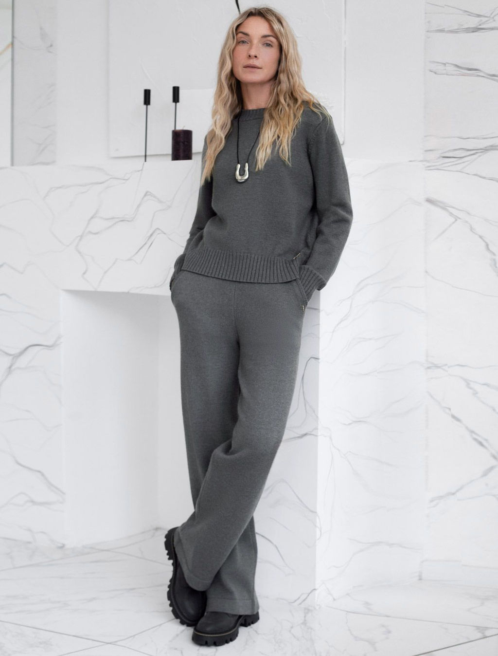 Прямые брюки из пряжи с кашемиром