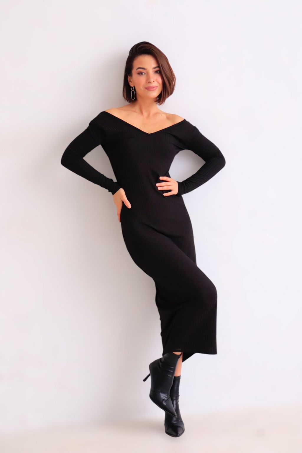 Martichelli Платье с V-образным вырезом чёрное