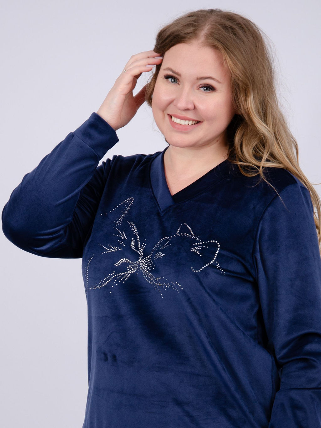 Костюм Велюр 5 тёмно-серый, велюр - Малина фото 51