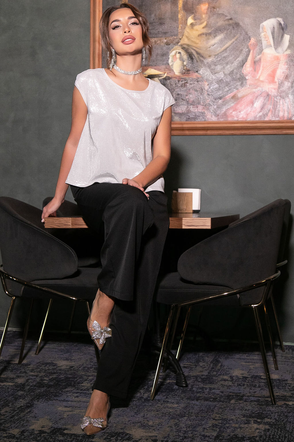 Костюм Сияй (серебро/черный) К11505 - Lt collection фото 5