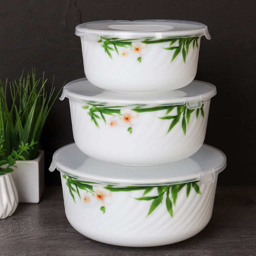 Салатник с крышкой 3 предмета / GRAY-HDW3B (6773) /уп 12/ Бамбук с орхидеей - Галеонтрейд фото 2