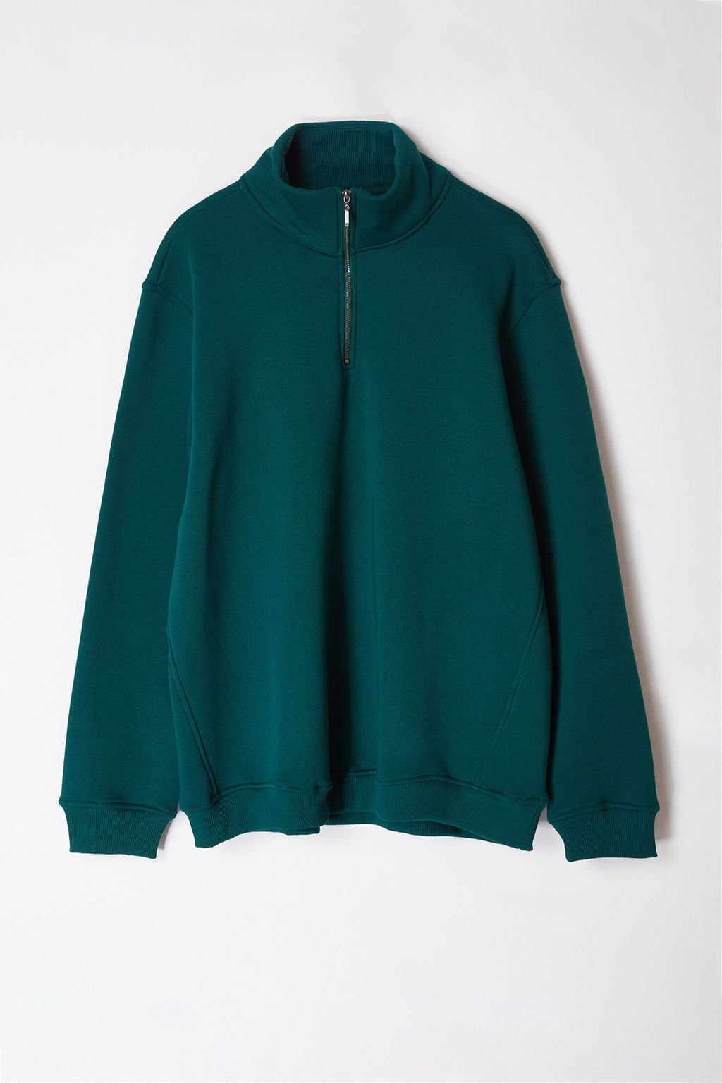 TRENDYOL MAN Yesil Buyuk Beden Oversize/Normal Kesim Dik Yaka Fermuarl? Ici Polarl? Sweatshirt TMNAW24AO00024 - Trendyolmilla фото 6