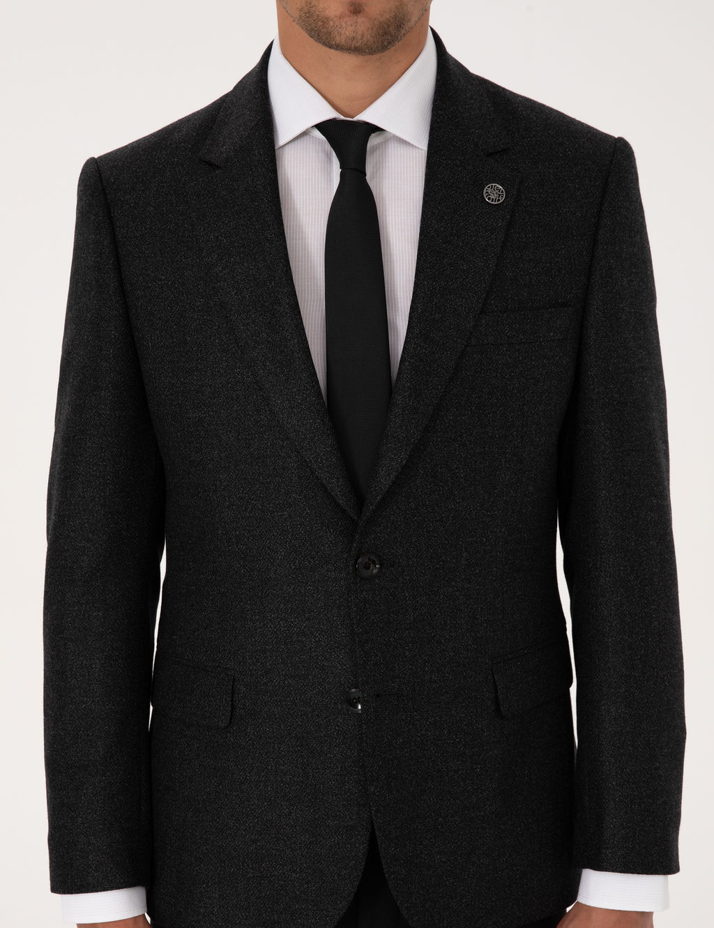 Antrasit Slim Fit Y_n _pek Kar___ml_ Ceket
