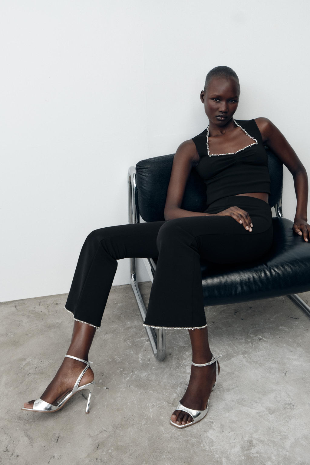 METALLIC THREAD STRETCH TOP - Zara фото 6