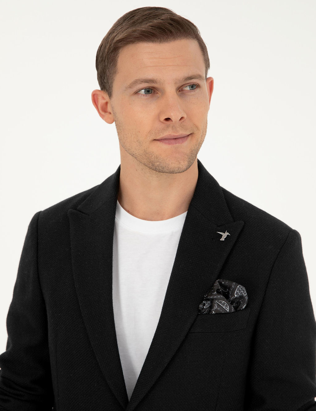 Черный пиджак приталенного кроя из смесовой шерсти - Cacharel фото 3