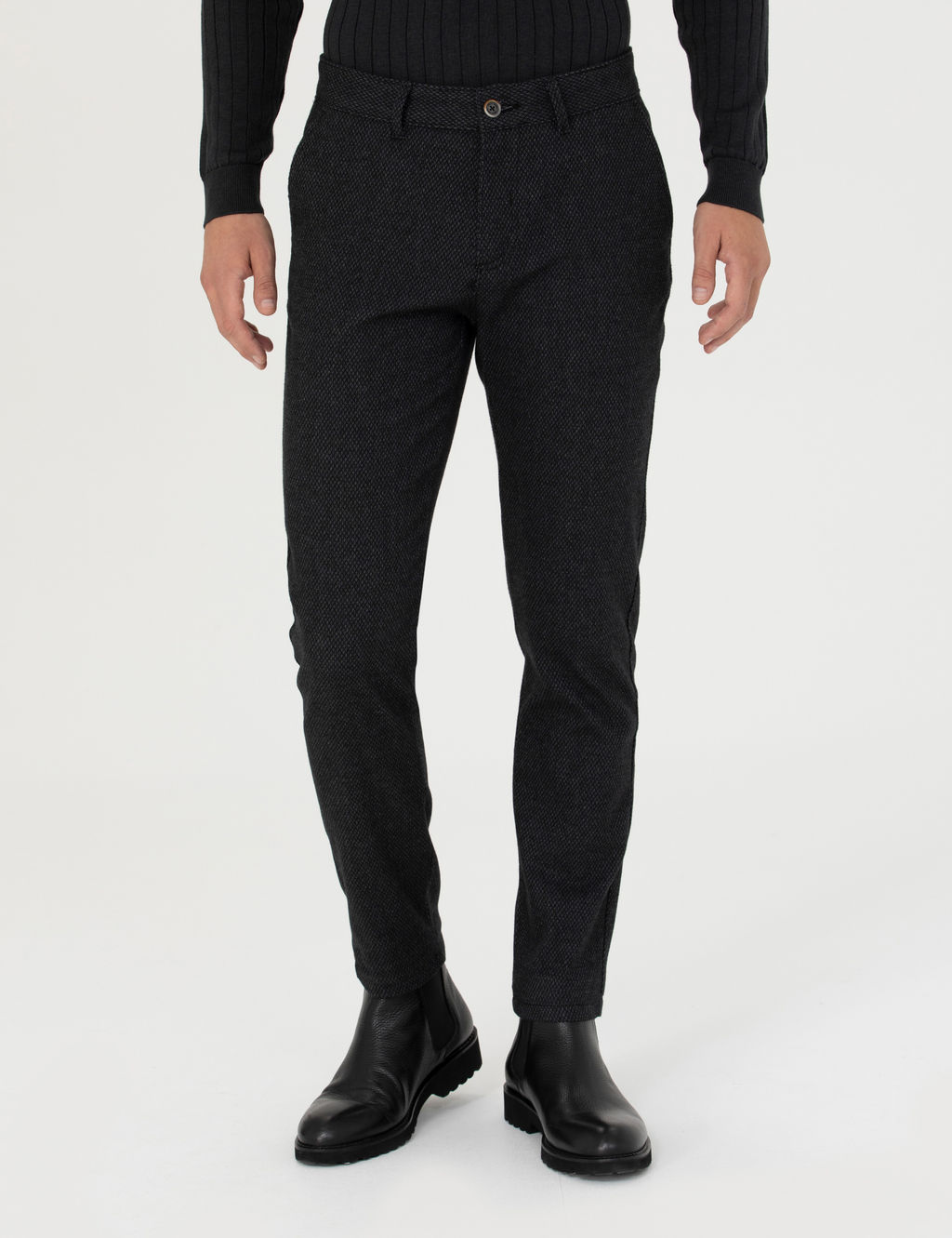 Siyah Slim Fit Kanvas Pantolon