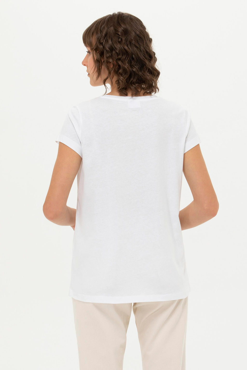 U. S. Polo Assn Женская белая базовая футболка с круглым вырезом - U.s. polo assn фото 5