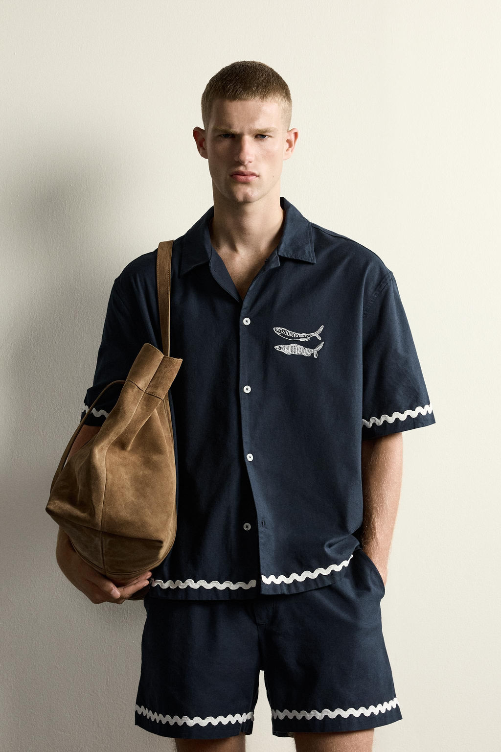 CAMISA RELAXED FIT BORDADO PECES / Marino - Zara фото 2