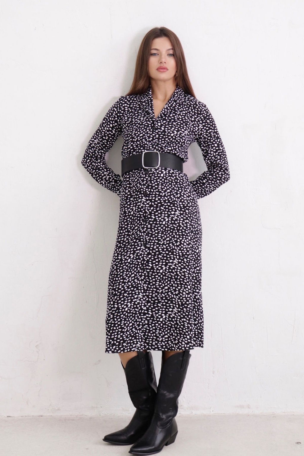 Платье-рубашка с английским воротником принт - Martichelli фото 86