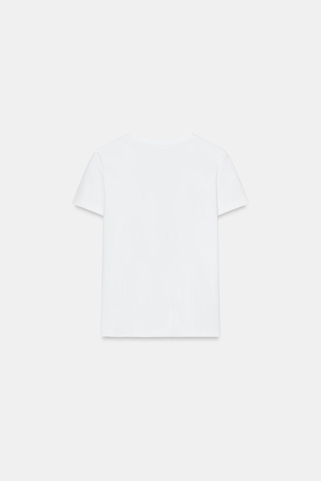 CAMISETA INTERLOCK CUELLO PICO / Blanco - Zara фото 5