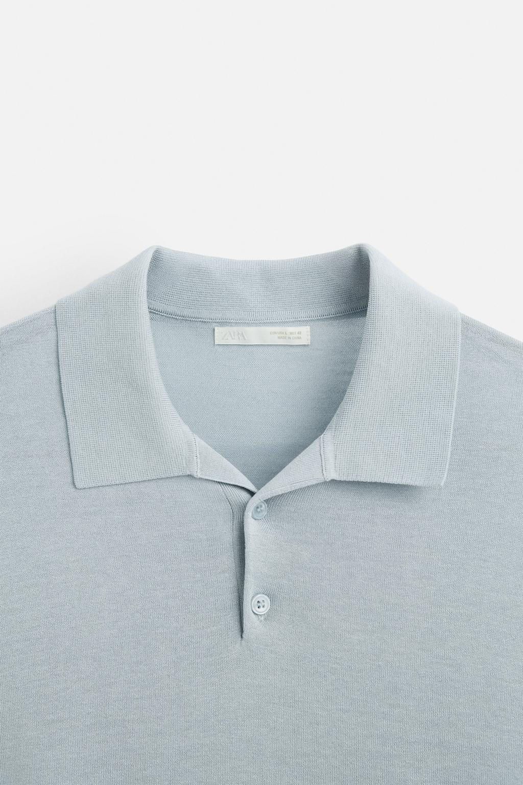 COTTON/SILK KNIT POLO SHIRT - Zara фото 9