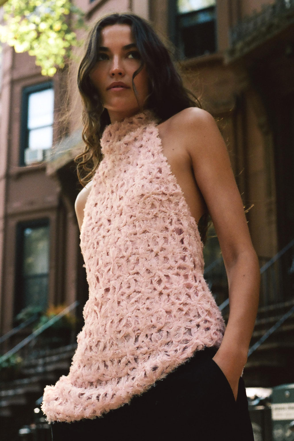 TOP CUELLO HALTER ASIM?TRICO / Blanco / Rosa - Zara фото 3