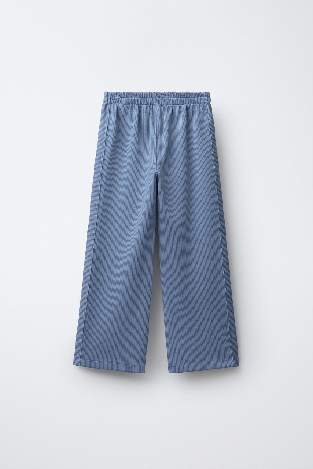 PANTAL?N RIB WIDE LEG CON MODAL / Azul