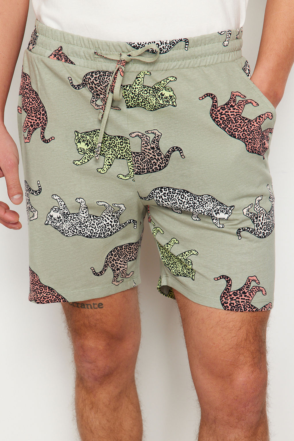TRENDYOL MAN Ekru Regular Fit Hayvan Desenli Couple/Cift Orme Sortlu Pijama Tak?m? TMNSS24PT00015 - Trendyolmilla фото 5