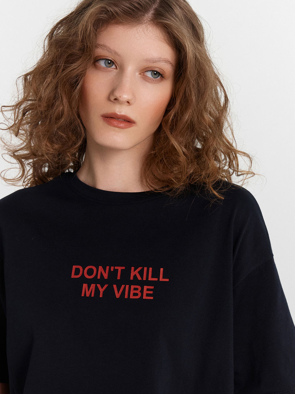 Пижама женская черная с надписью "Dont kill my vibe" черный +печать1 592444