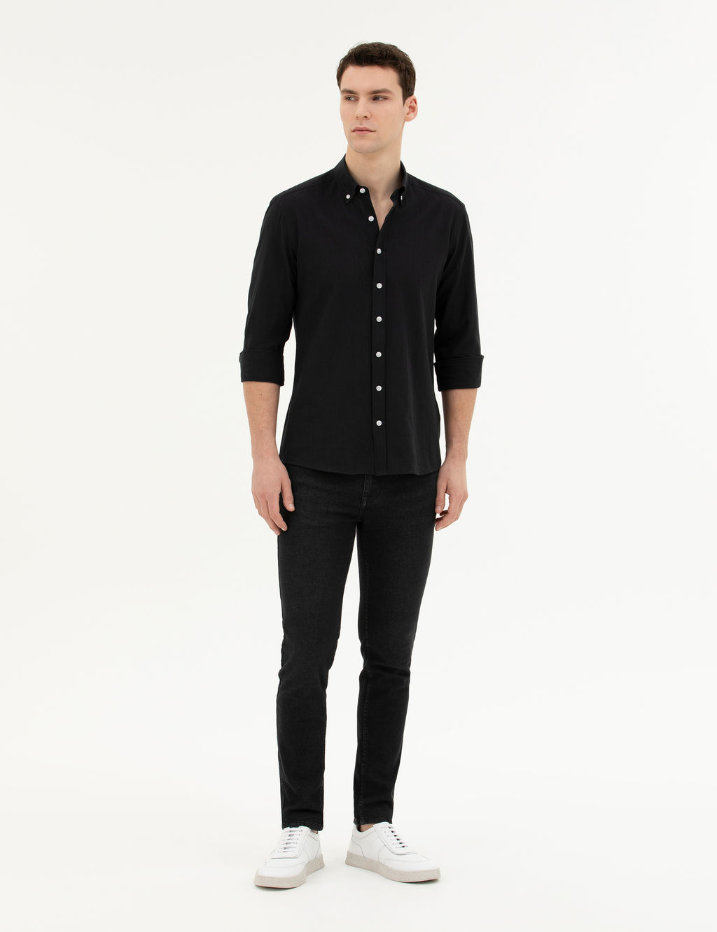 Siyah Slim Fit Uzun Kollu G_mlek