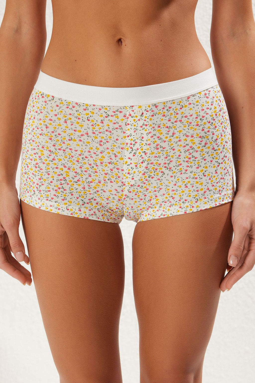 TRENDYOLMILLA Cok Renkli 2li Paket Pamuklu Cicekli Dugme Detayl? Boxer Orme Kulot THMSS25KU00027 фото 5