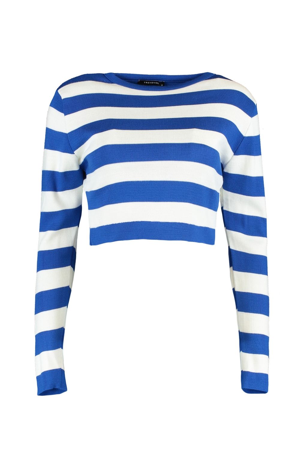 Bordo Crop Basic Cizgili Triko Kazak TWOAW23KZ00034 - Trendyolmilla фото 14