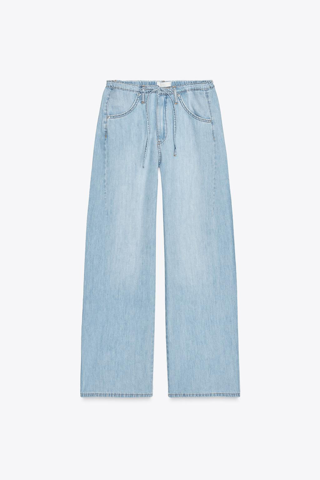 DRAWSTRING LOOSE-FITTING DENIM TROUSERS - Zara фото 6