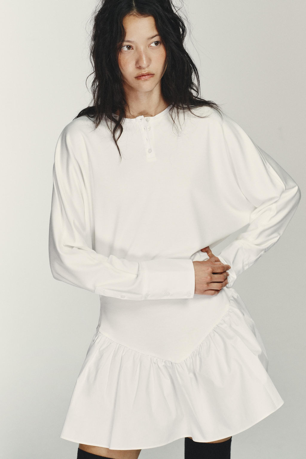 SHORT COMBINED BATWING SLEEVE DRESS - Zara фото 14