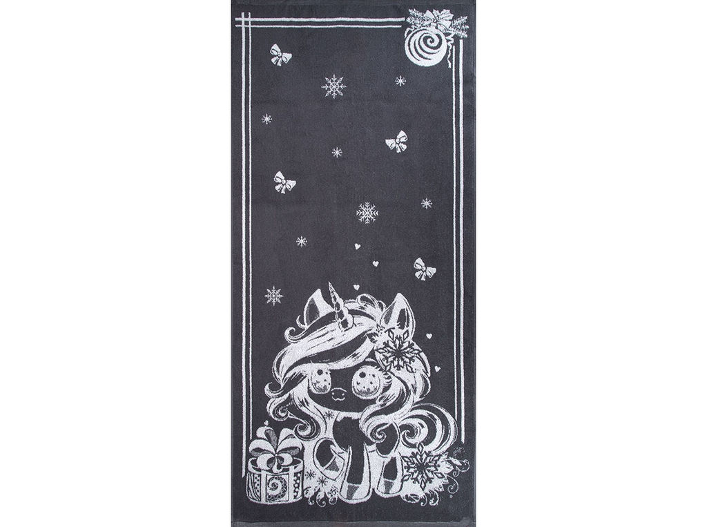 Полотенце махровое 6с102.411ж1 Аниме-единорог (графит5) 67х150см