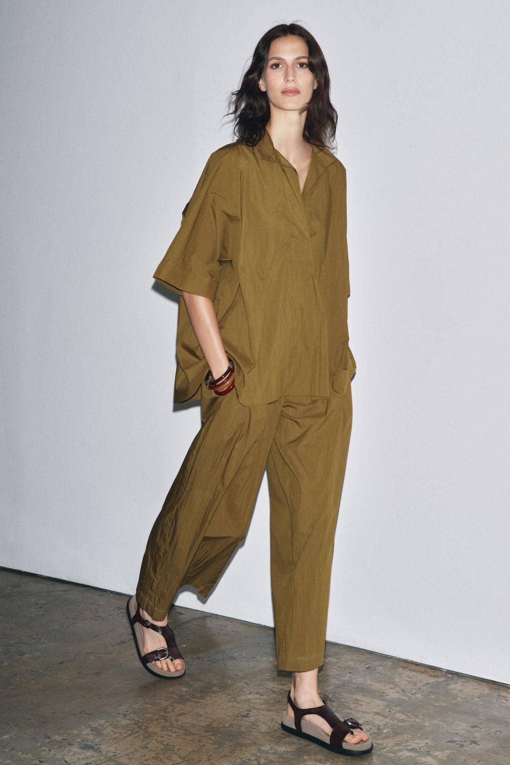ZW COLLECTION POPLIN DARTED TROUSERS