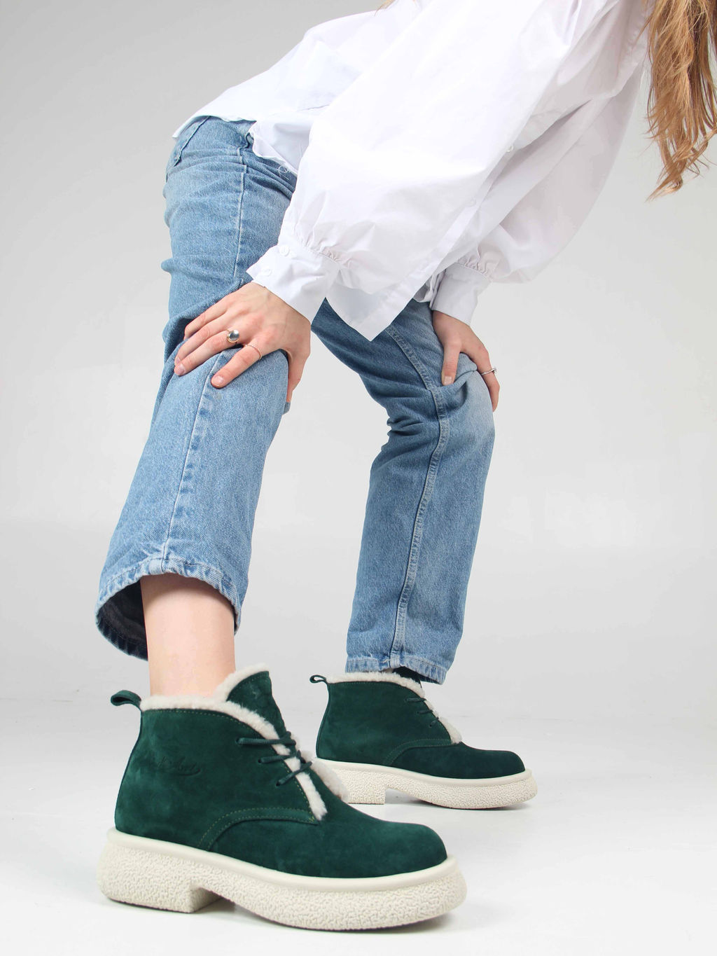 Ботинки EDART 308.агата w. зеленый замша/мех - Ed'art фото 3