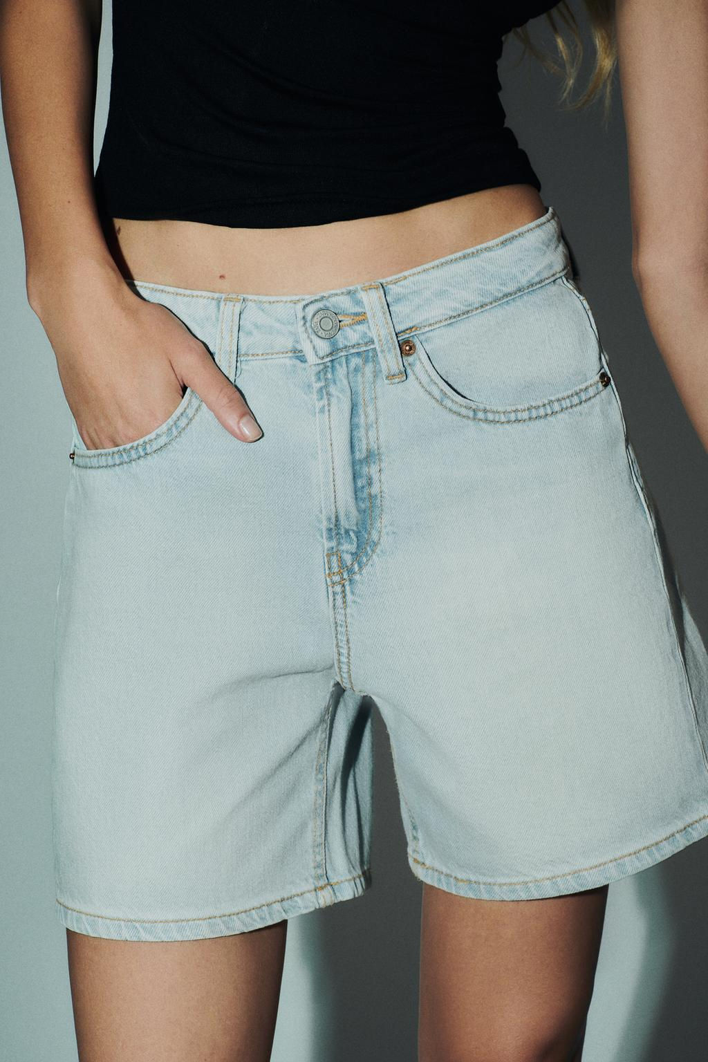 TRF MID-WAIST DENIM BERMUDA SHORTS - Zara фото 13