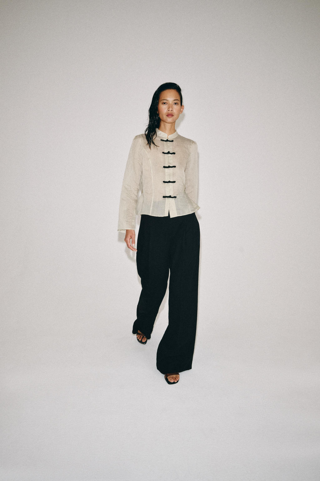 CAMISA RAYAS ALAMARES ZW COLLECTION / Crudo / Negro