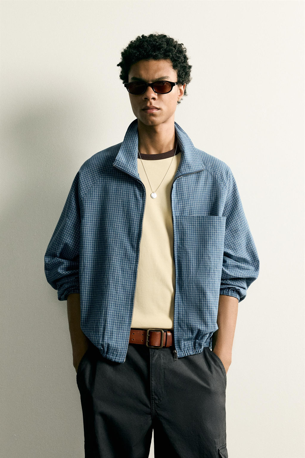 CAMISA RELAXED FIT CUADROS CREMALLERA / Azul - Zara фото 2