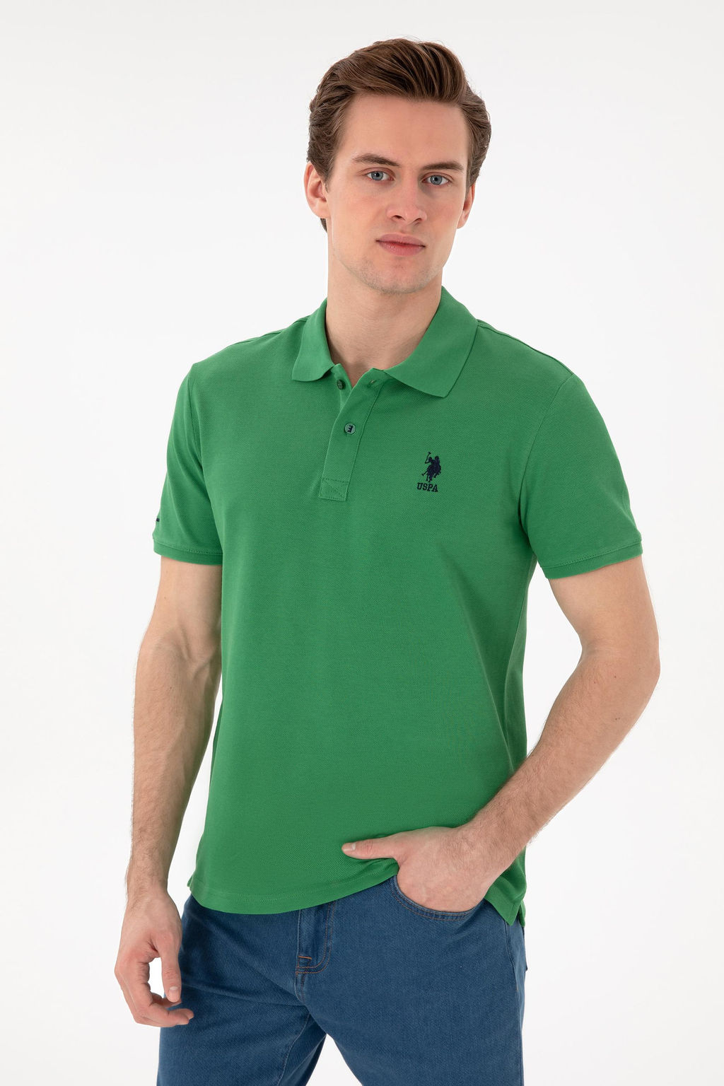 Erkek Slim Fit Polo Yaka A__k Mavi Basic Ti__rt Sepette S_rpriz _ndirim - U.s. polo assn фото 3