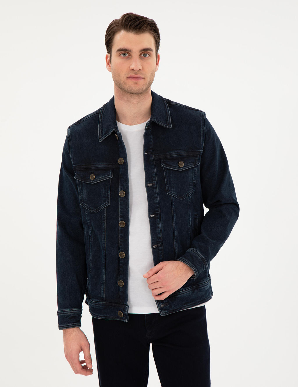 Lacivert Slim Fit Jean Ceket - Pierre cardin фото 3