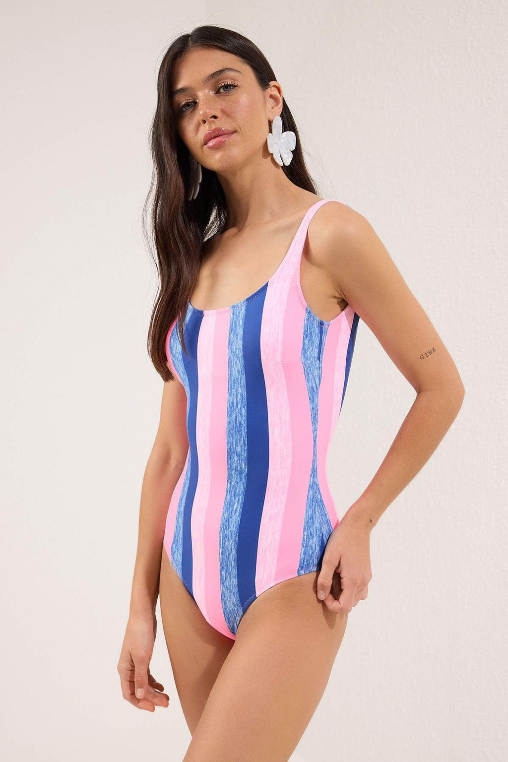 Trendyolmilla Cizgili U Yaka Regular Ask?l? Mayo TBESS25MA00126