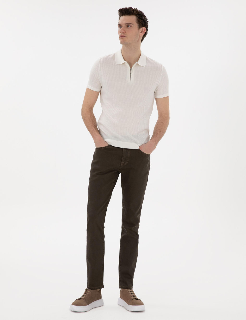 Kahverengi Slim Fit Jean Pantolon