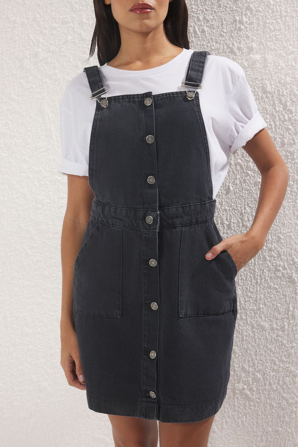 Trendyolmilla Antrasit Mini Salopet Denim Elbise TWOSS25EL00702