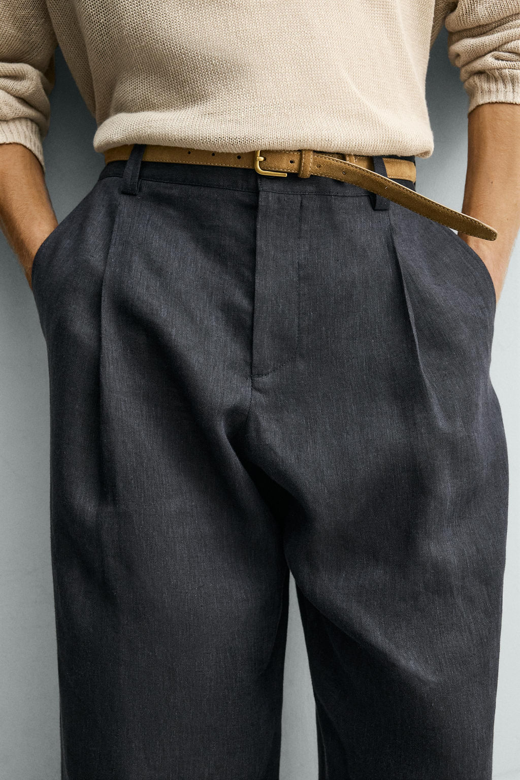 PANTAL?N 100% LINO PLIEGUES / ?ndigo - Zara фото 5