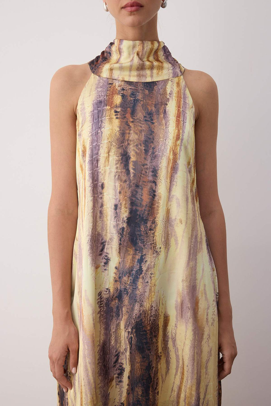 Sar? Batik Desenli Shift Rahat Kesim Saten Dokuma Elbise TWOSS25EL00880 - Trendyolmilla фото 3