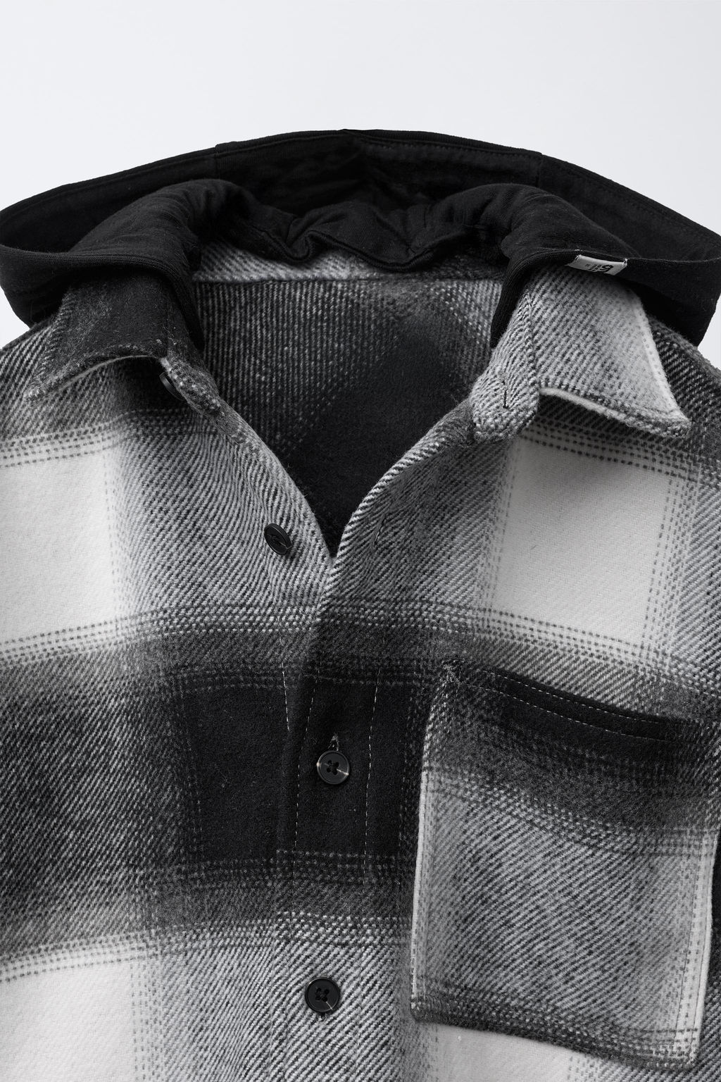 CHECK OVERSHIRT WITH DETACHABLE FLEECE HOOD - Zara фото 4