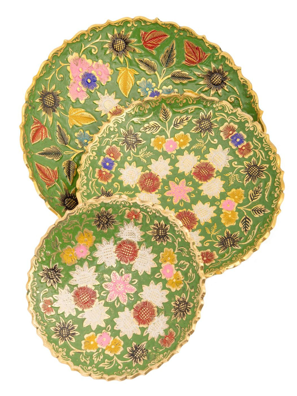 Ваза фруктовница набор из3-х №Фр1554/6 эмаль зеленая)