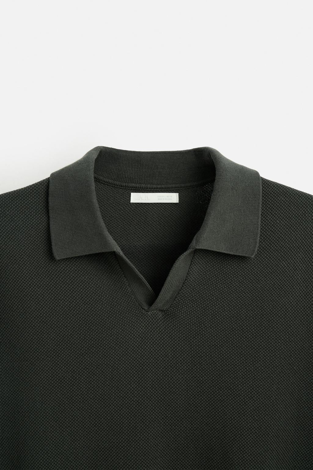 TEXTURED KNIT POLO SHIRT - Zara фото 19