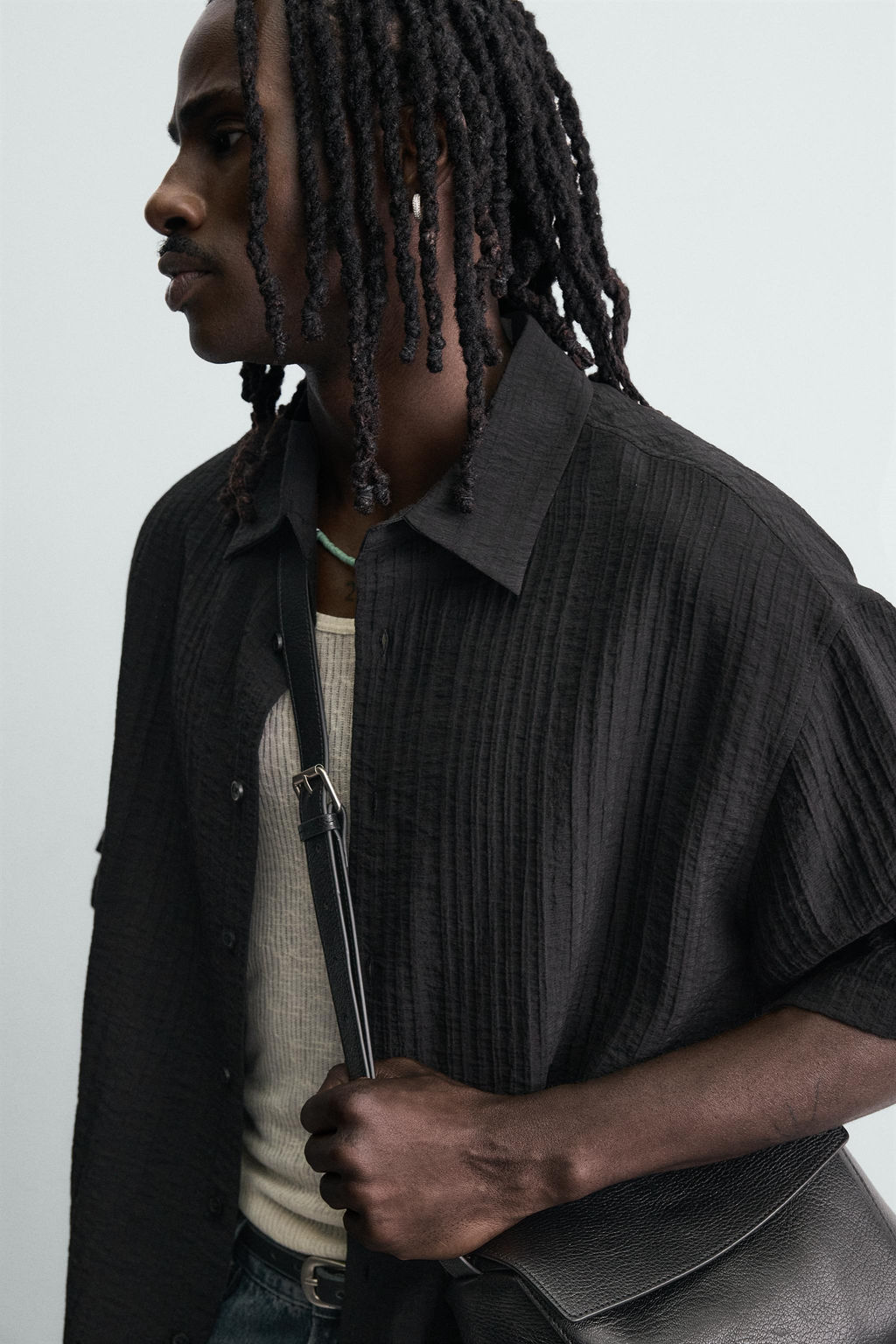 CAMISA FLUIDA ESTRUCTURA / Negro - Zara фото 6