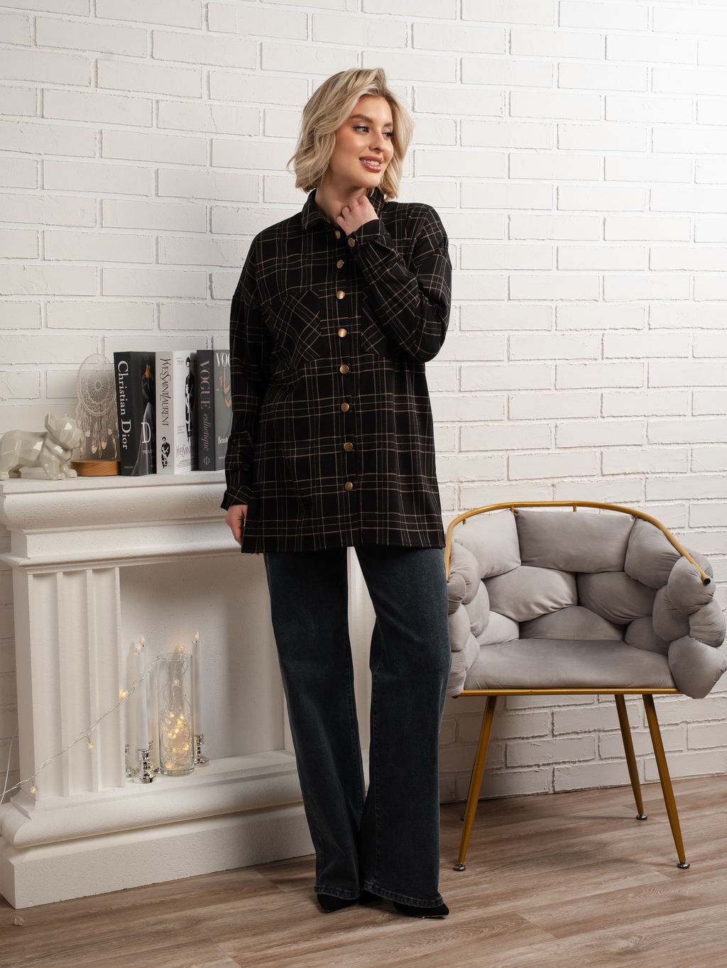 Рубашка с длинным рукавом Доротея (черная) Б14991-10М - Lt collection фото 2