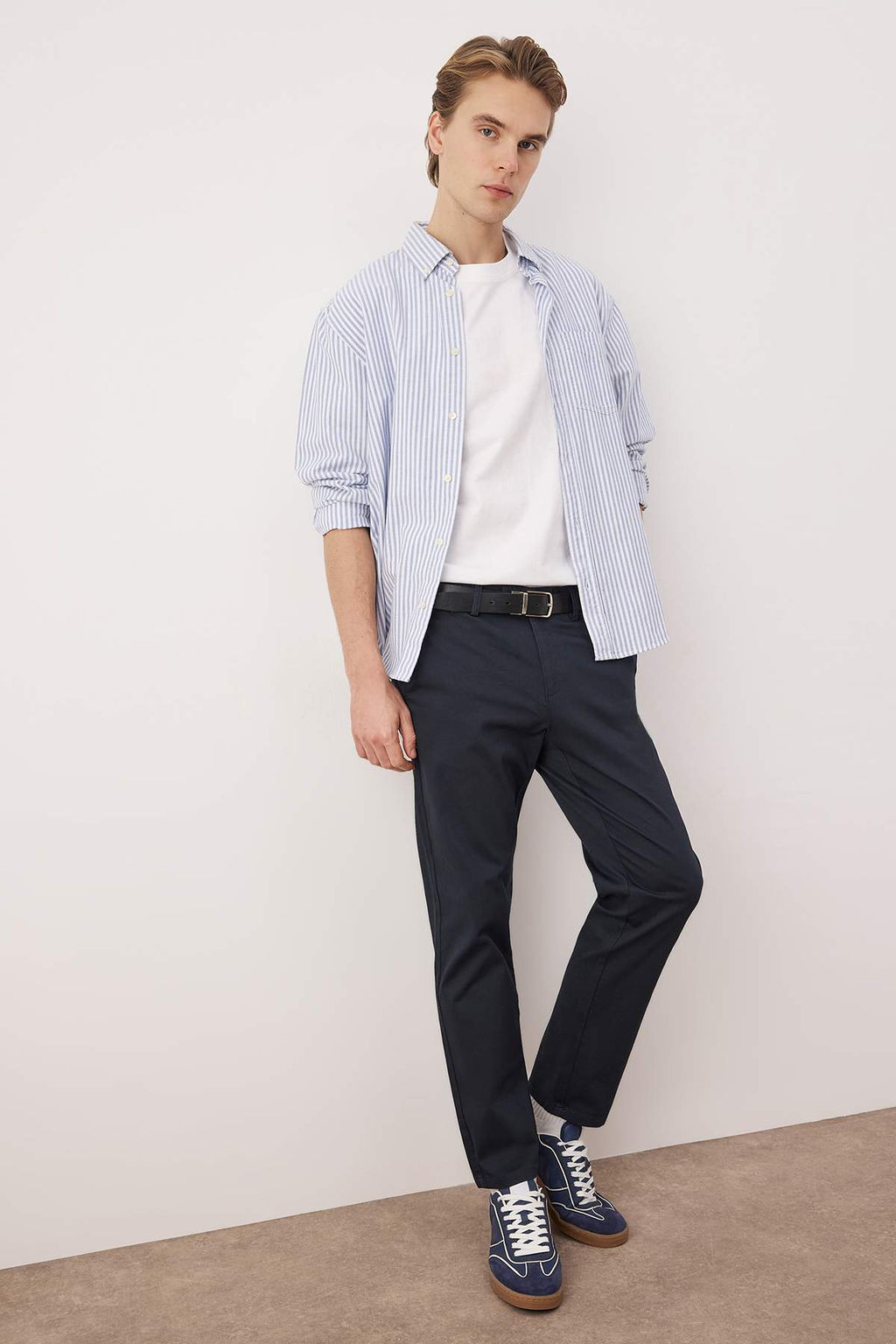 Lacivert Erkek Dokulu Kumas Pantolon TMNAW26PL00029