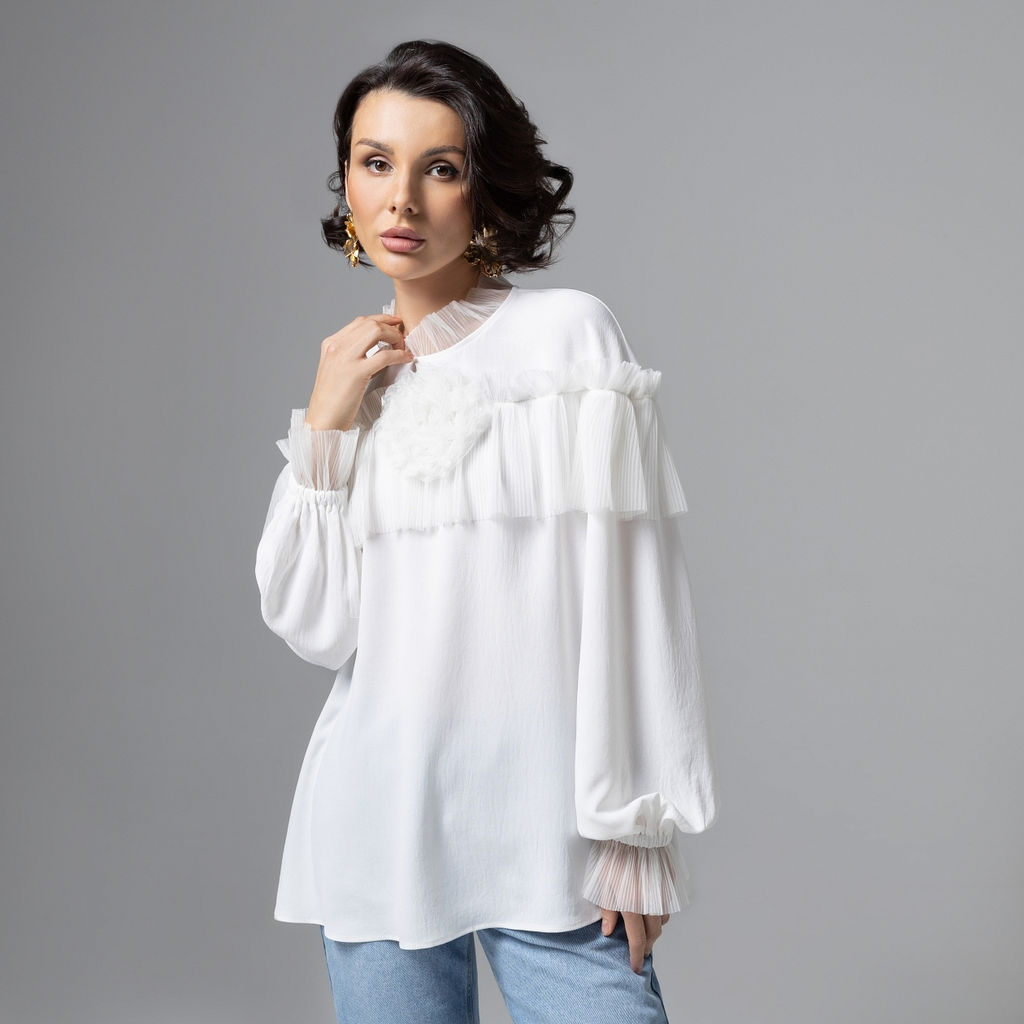 Блуза с рюшами, Мелодия сердца (белая) - Charutti фото 7