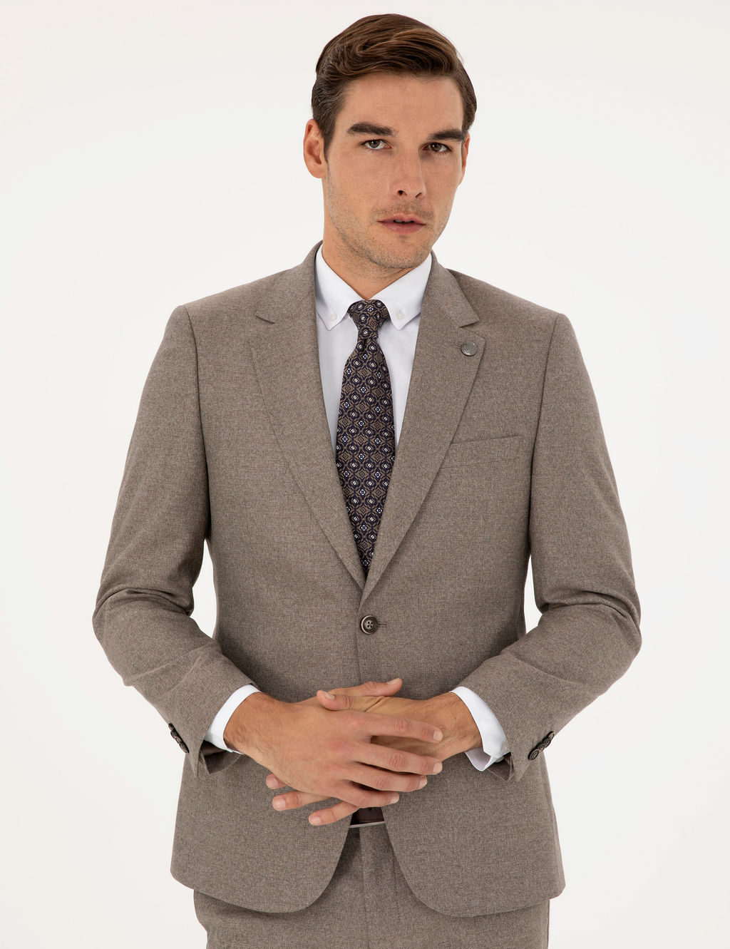 A__k Kahverengi Slim Fit Tak_m Elbise