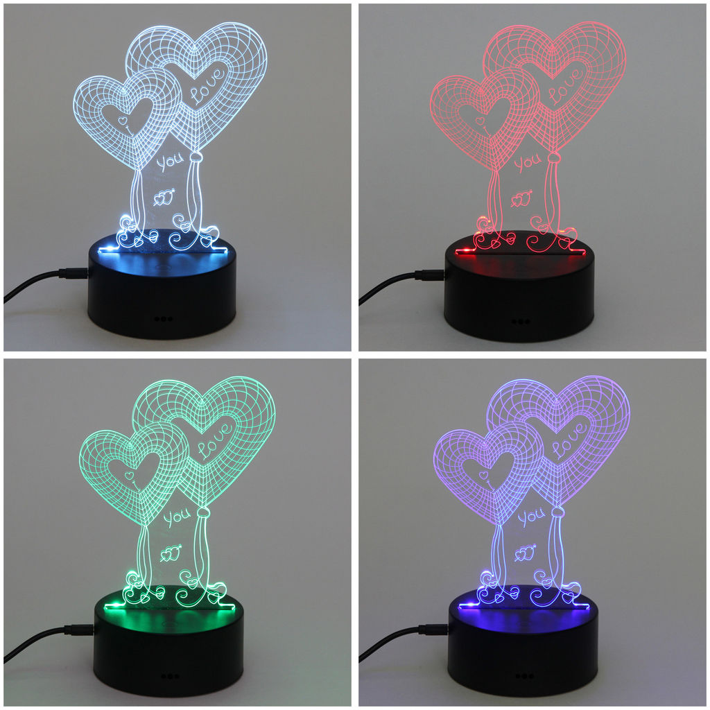 Цена за 2 шт. Светильник ночник "3D-Нежность" на пластиковой подставке, с включателем USB
