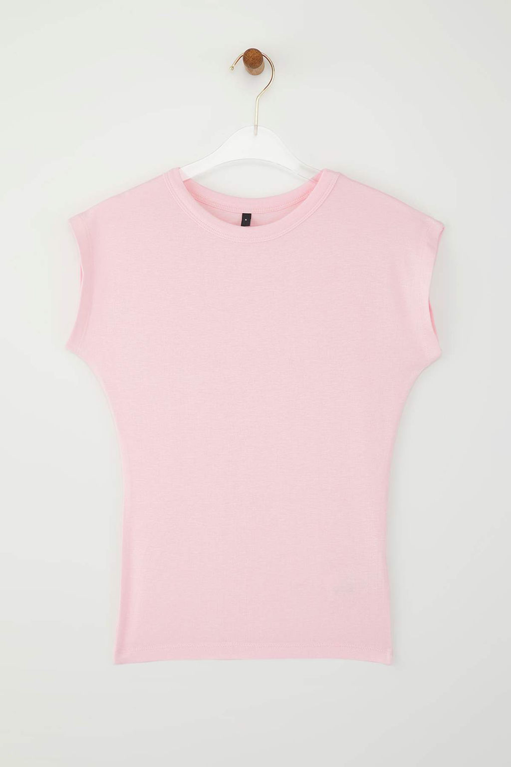 Ac?k Pembe Premium Viskoz/Yumusak Kumas Fitted/Vucuda Oturan Ay Kol Esnek Orme Bluz TWOSS23BZ00992