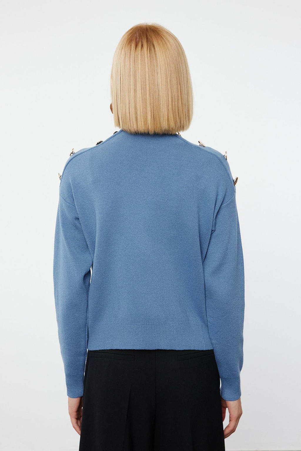 Indigo Dugme Detayl? Triko Kazak TWOAW24KZ00370 - Trendyolmilla фото 5