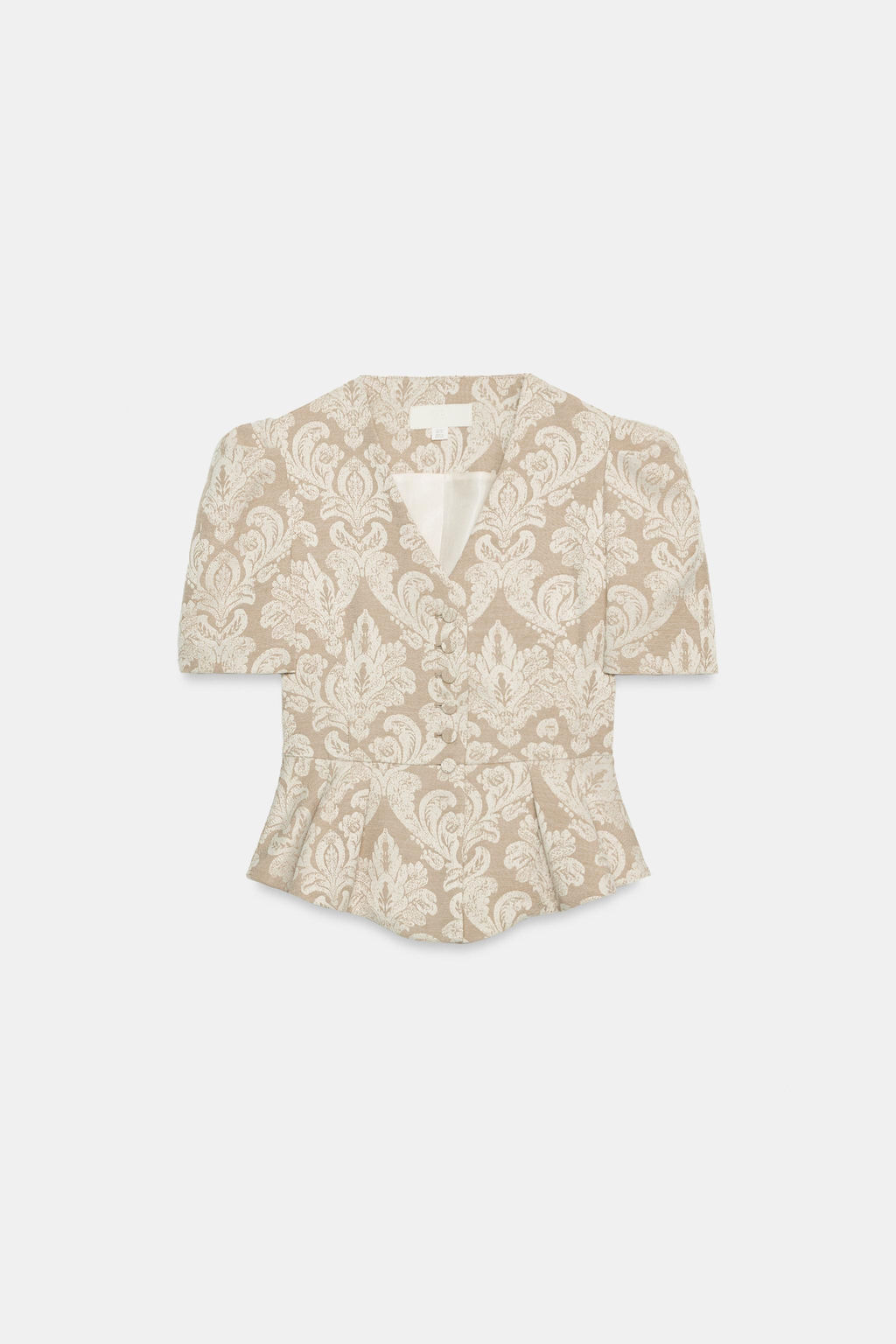 BLAZER PEPLUM JACQUARD / Crudo / Beige - Zara фото 4